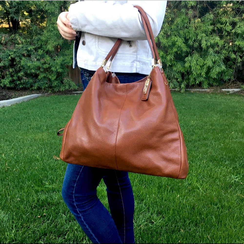 Coach Madison Phoebe Brown Pebble Hobo Bag